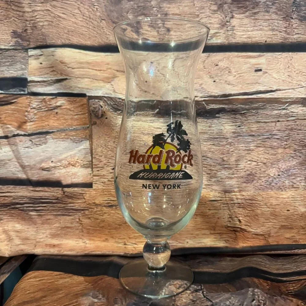 Hard Rock Hurricane Glass New York Tropical Clear Drinkware 9.75